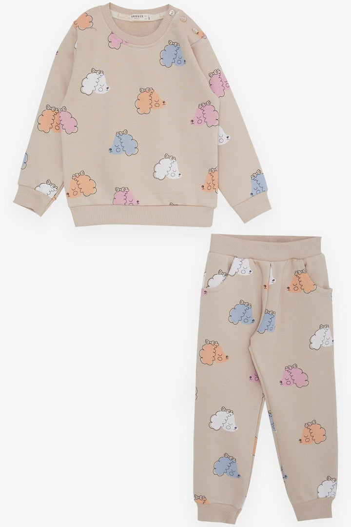 BRE Breeze Girl Child Tracksuit Colorful Sleepy Lamb Patterned 1.5-5 Years, Beige - Oklahoma City