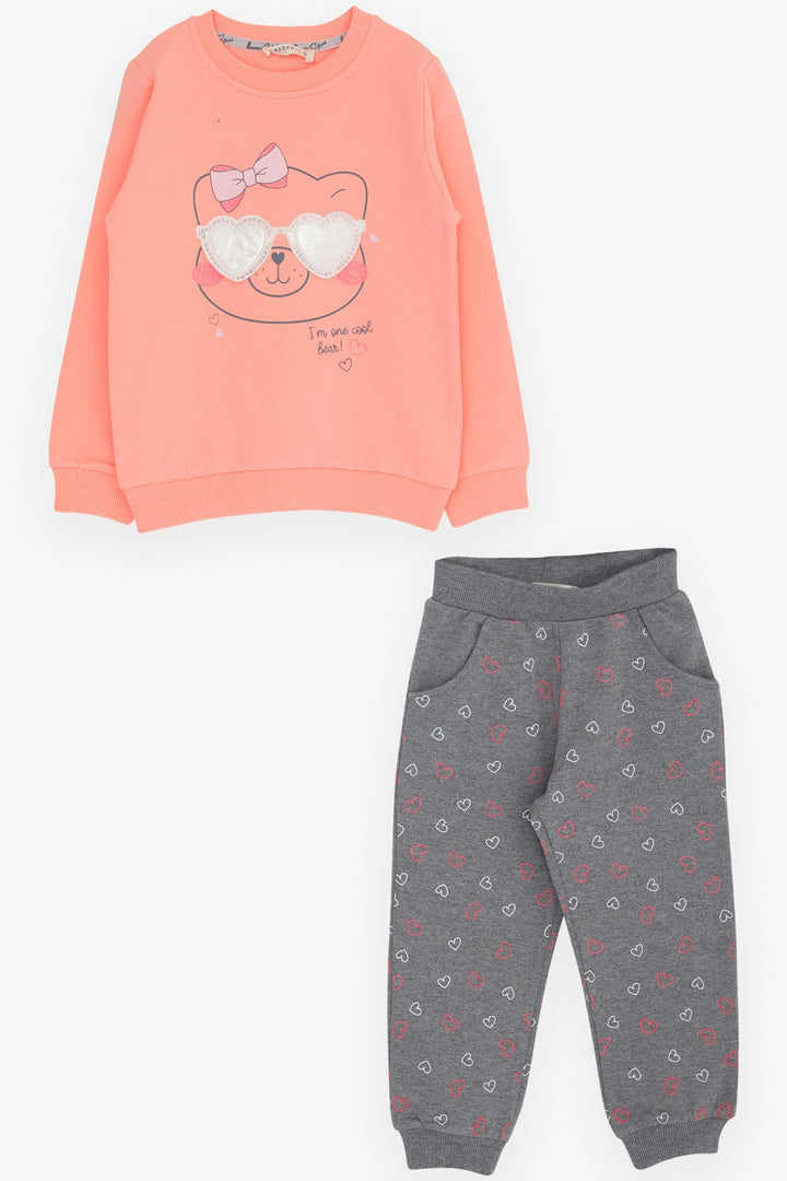 BRE Breeze Girl's Tracksuit Cute Bear Printed 1.5-5 Years, Salmon - Naples