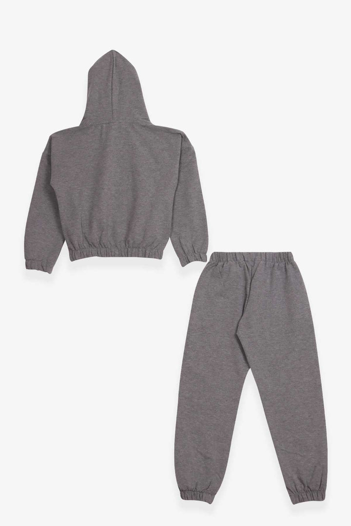 BRE Breeze Girl's Tracksuit with Glittery Printed Text 84 Years, Dark Grey Melange - Lehi