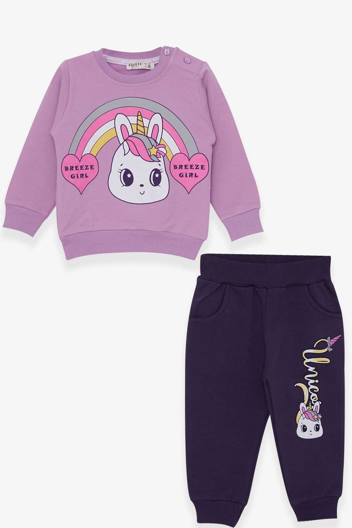 BRE Breeze Girl Child Tracksuit Unicorn Printed 1-4 Years, Lilac - Seraing