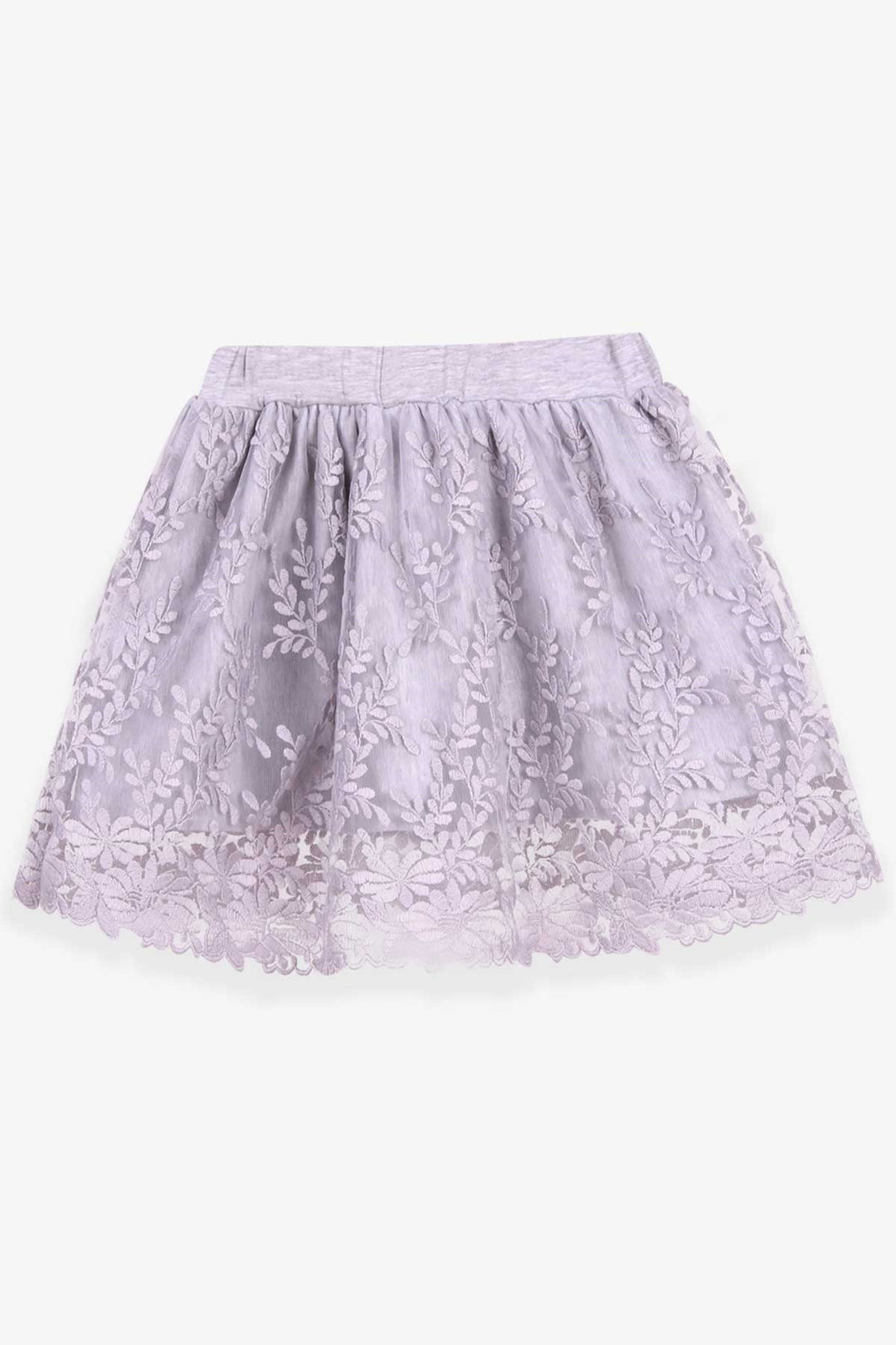 BRE Breeze Girl's Skirt with Flower Embroidery, 3-7 Years, Grey Melange - Roswell