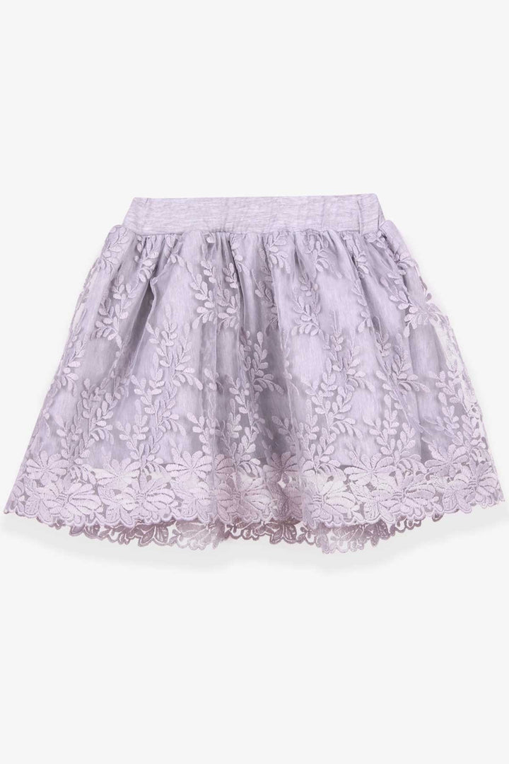 BRE Breeze Girl's Skirt with Flower Embroidery, 3-7 Years, Grey Melange - Roswell