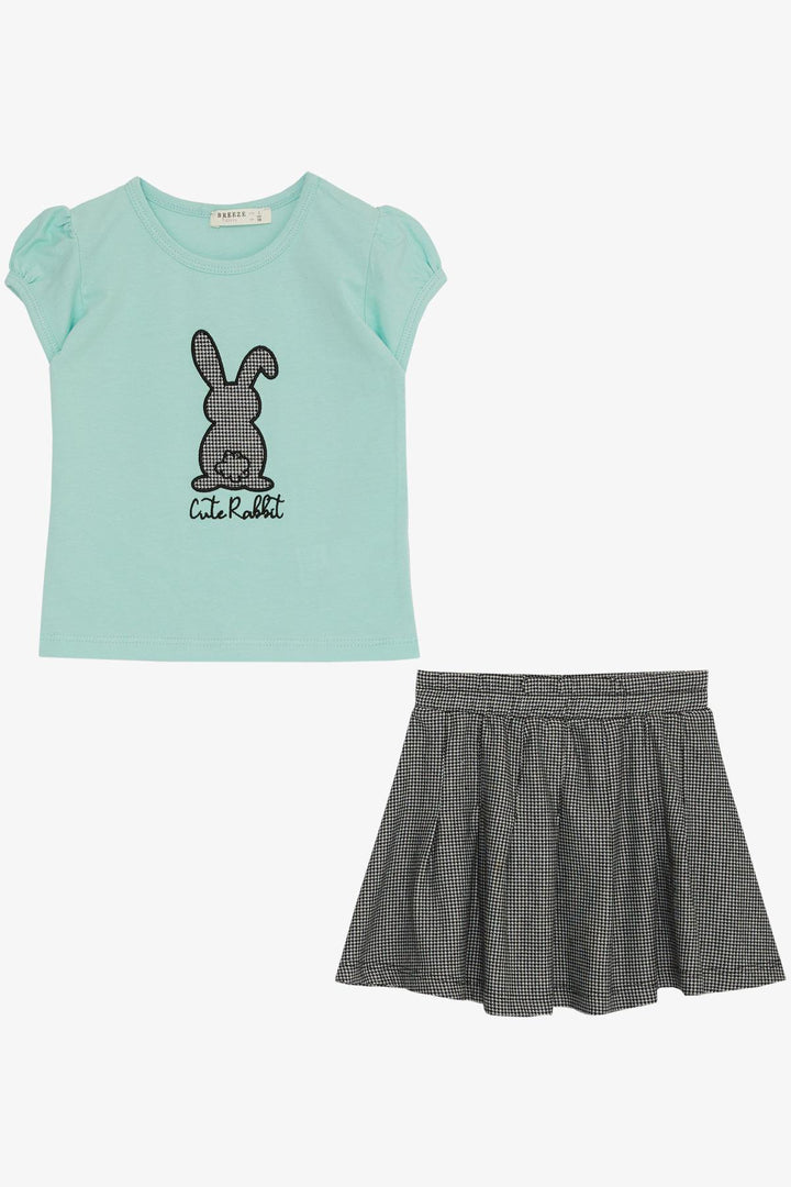 BRE Breeze Girl Child Skirted Set Cute Bunny Printed 3-8 Years, Aqua Green - Queen Creek