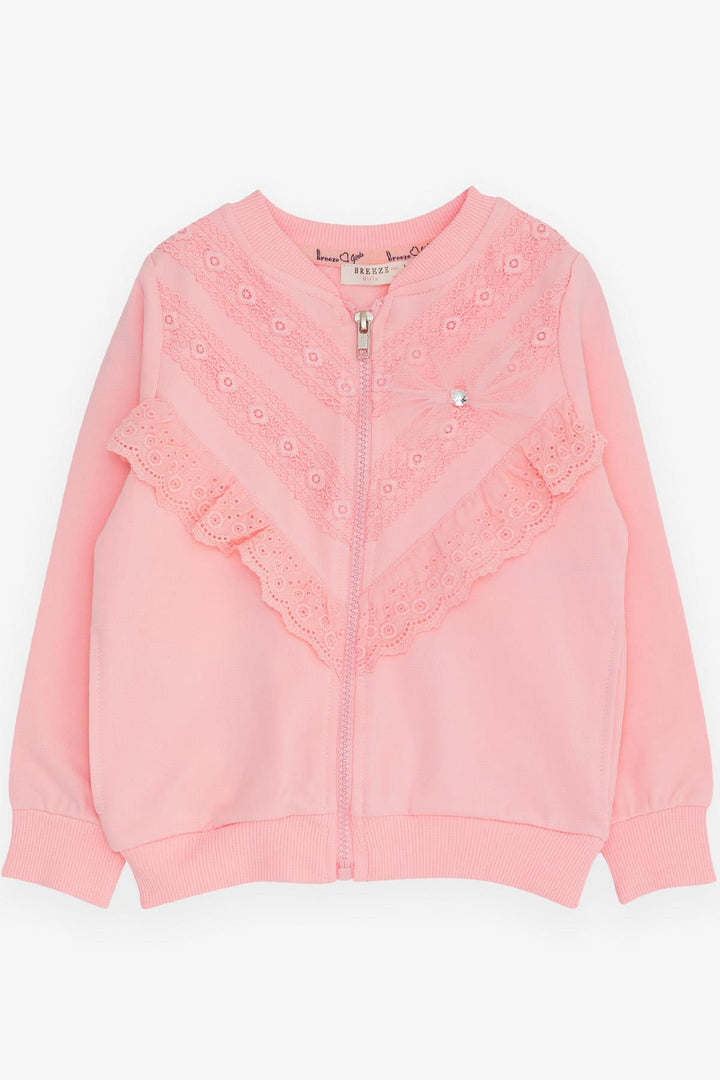 BRE Breeze Girl's Cardigan with Lace, 3-7 Years, Pink - Hückelhoven