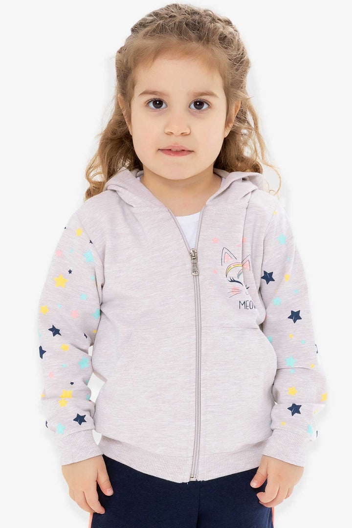 BRE Breeze Girl Child Cardigan Sleeves Patterned Printed 1-4 Years, Beige Melange - Créteil