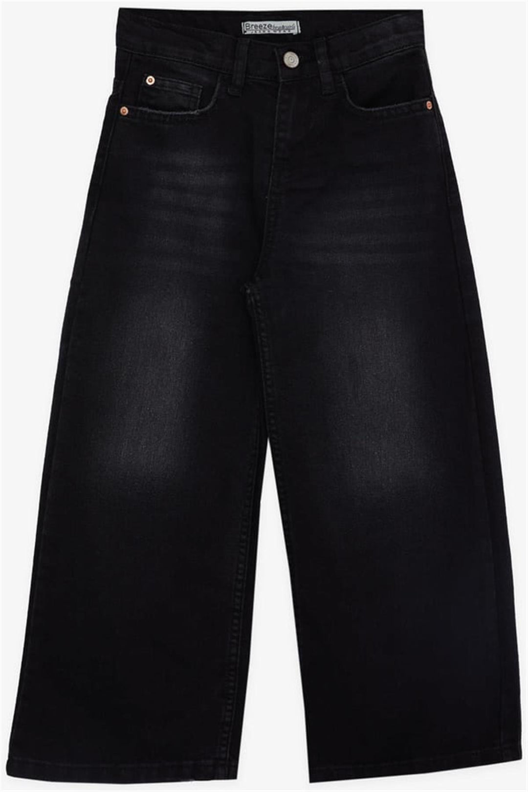 BRE Breeze Girl's Wide Leg Denim Pants with Pockets, 5-9 Years, Black - Islington