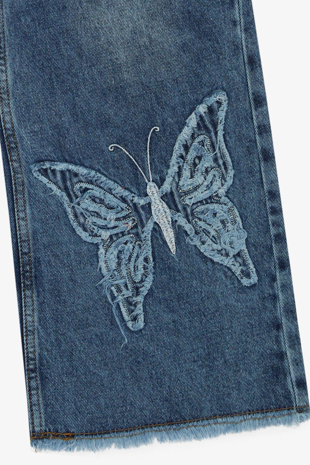 BRE Breeze Girl's Jeans with Butterfly Embroidery, 84 Years, Blue - Lowell