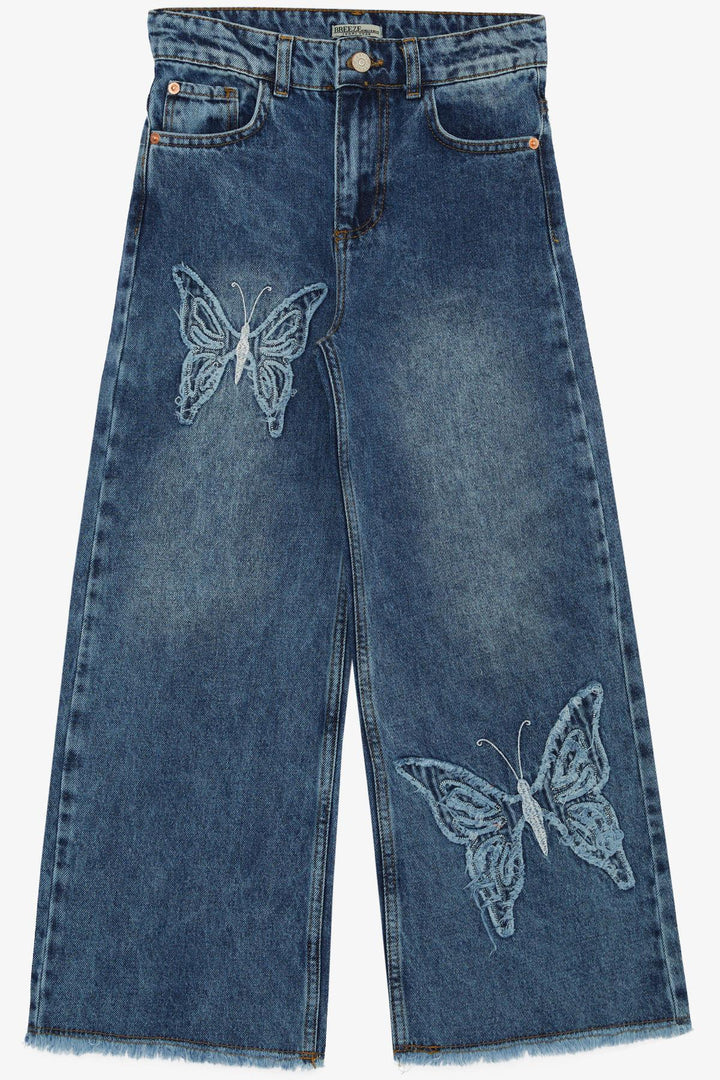 BRE Breeze Girl's Jeans with Butterfly Embroidery, 84 Years, Blue - Lowell