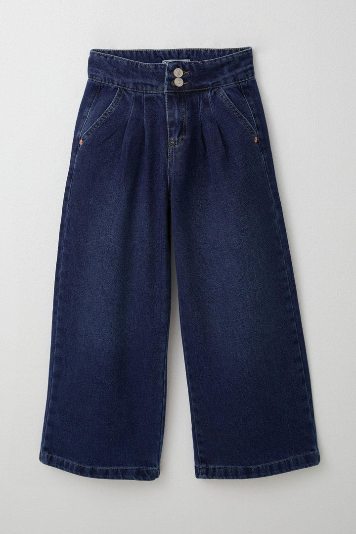 BRE Breeze Girl's Jeans with Pleated Wide Leg 5-9 Years, Dark Blue - Jeffersonville