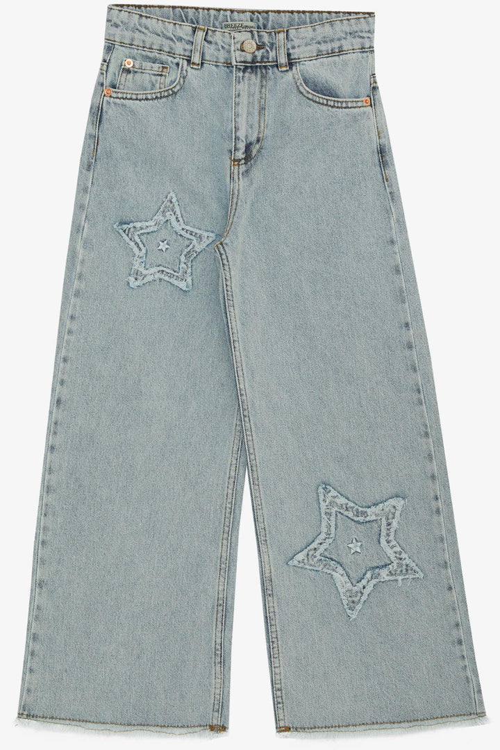 BRE Breeze Girl's Jeans with Star Embroidery, 84 Years, Light Blue - Metz