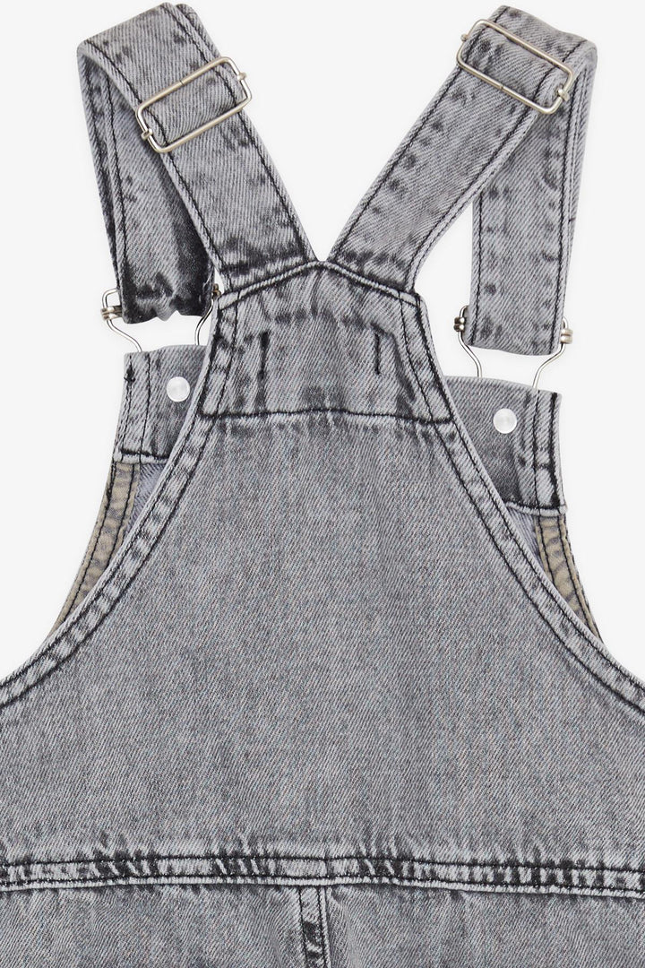 BRE Breeze Girl's Child Denim Overall with Bear Accessory, 4-8 Years, Anthracite - Acambay