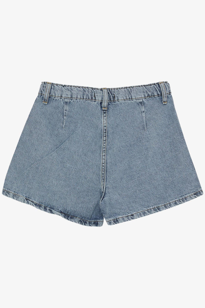 BRE Breeze Girl Child Denim Shorts Skirt with Pleats and Tassels, 103 Years, Blue - Civitavecchia