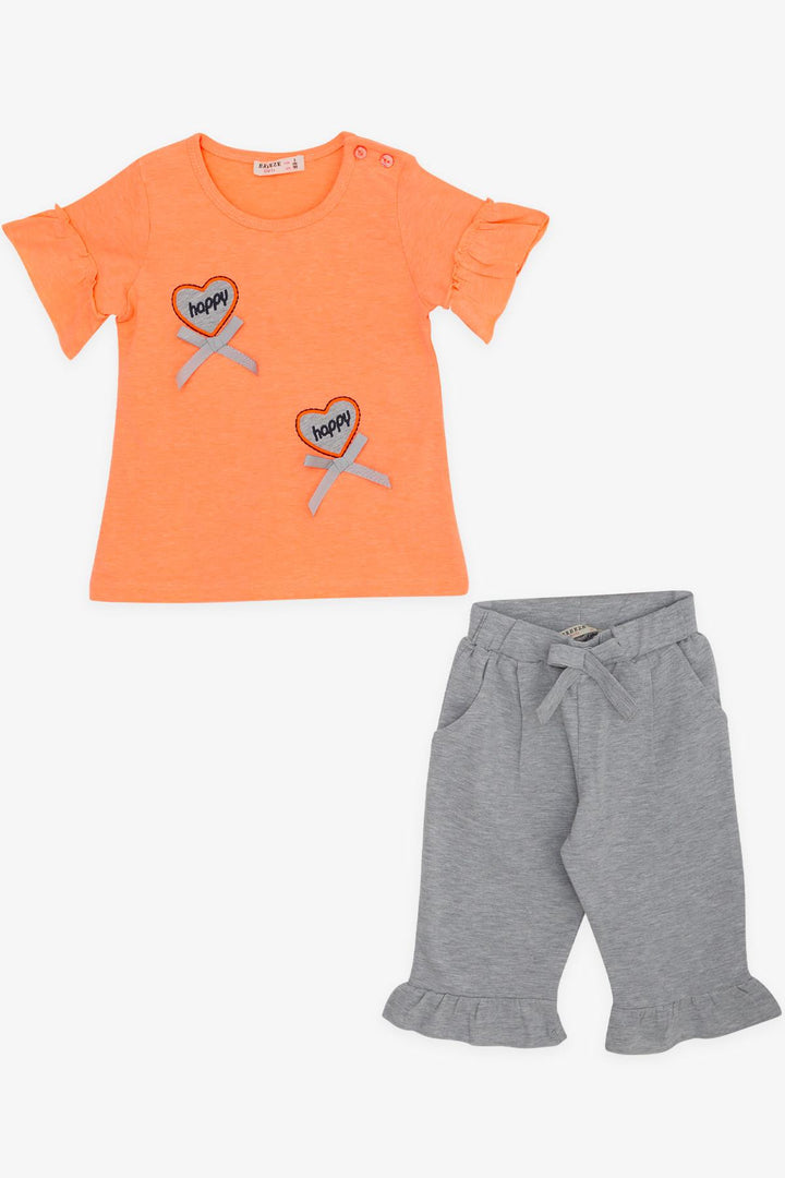 BRE Breeze Girl's Capri Pants Set with Embroidery Bow, 1.5-5 Years, Neon Orange - Vushtrri