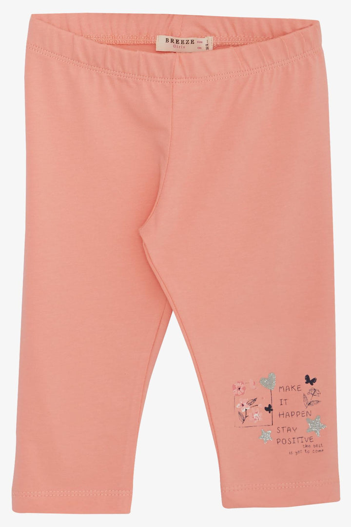 BRE Breeze Girl Child Capri Leggings with Flower Print Shoulders Tulle 1.5-5 Years, Ecru - Castleford