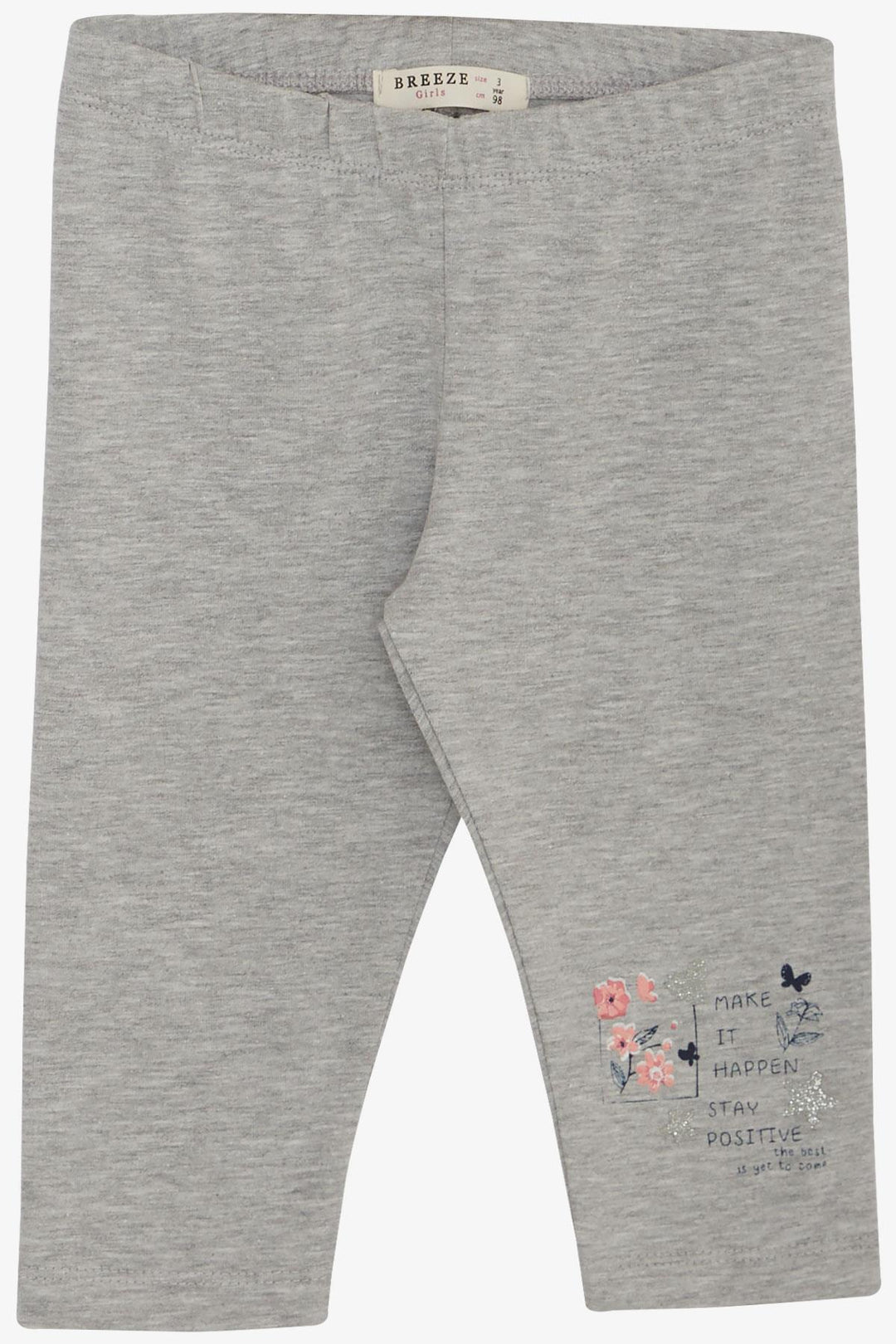 BRE Breeze Girl Child Capri Leggings with Flower Print Shoulders Tulle 1.5-5 Years, Aqua Green - Leamington