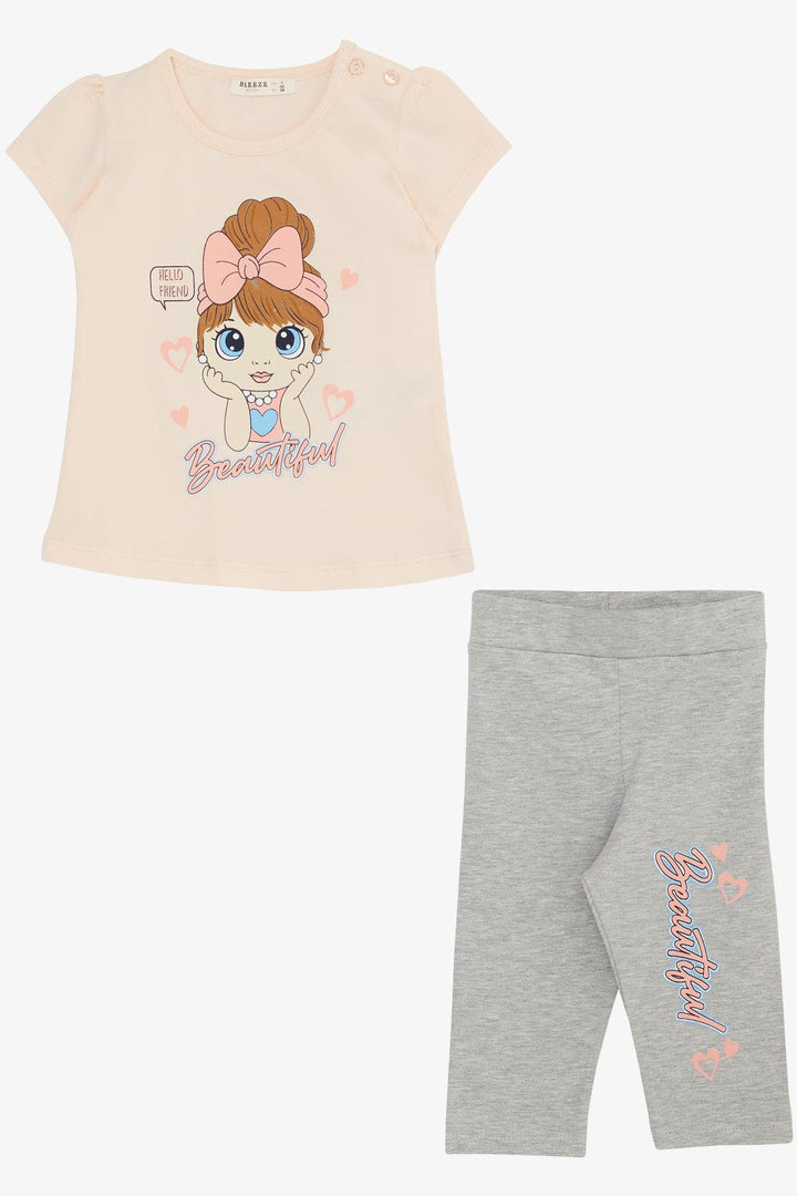 BRE Breeze Girl Child Capri Leggings Set فتاة جميلة مطبوعة 1.5-5 سنوات، مسحوق - بونس