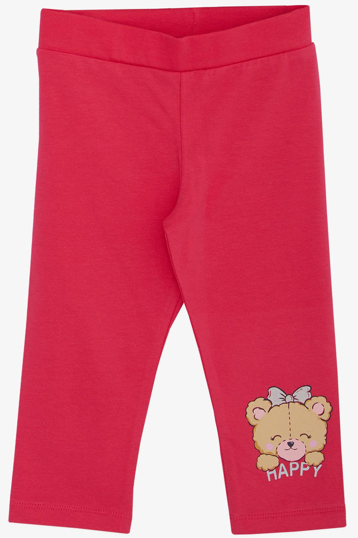 BRE Breeze Girl Child Capri Leggings Set Happy Bear Printed Heart 1-4 Years, Light Grey Melange - Florence