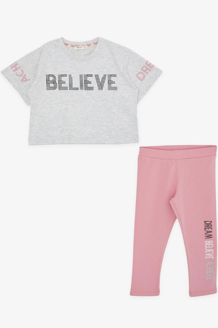 BRE Breeze Girl Child Capri Leggings مجموعة المحاصيل المطبوعة الصيف 82 سنة، مزيج رمادي فاتح - بريمرهافن