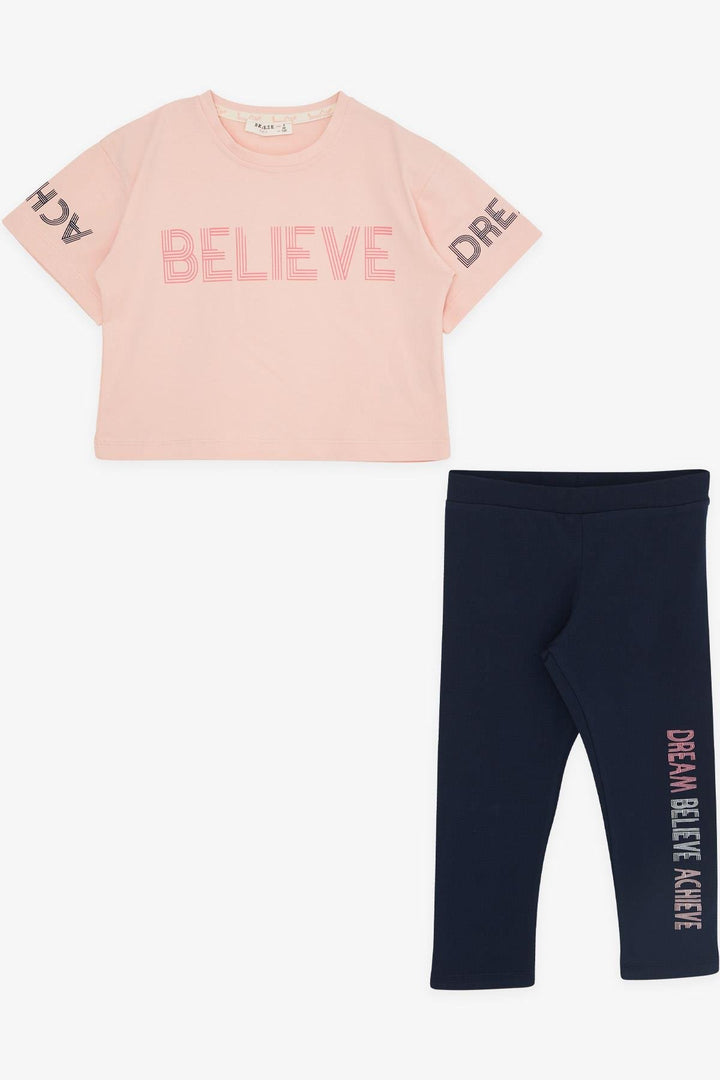 BRE Breeze Girl Child Capri Leggings مجموعة المحاصيل المطبوعة الصيف 82 سنة، سمك السلمون - Levallois-Perret