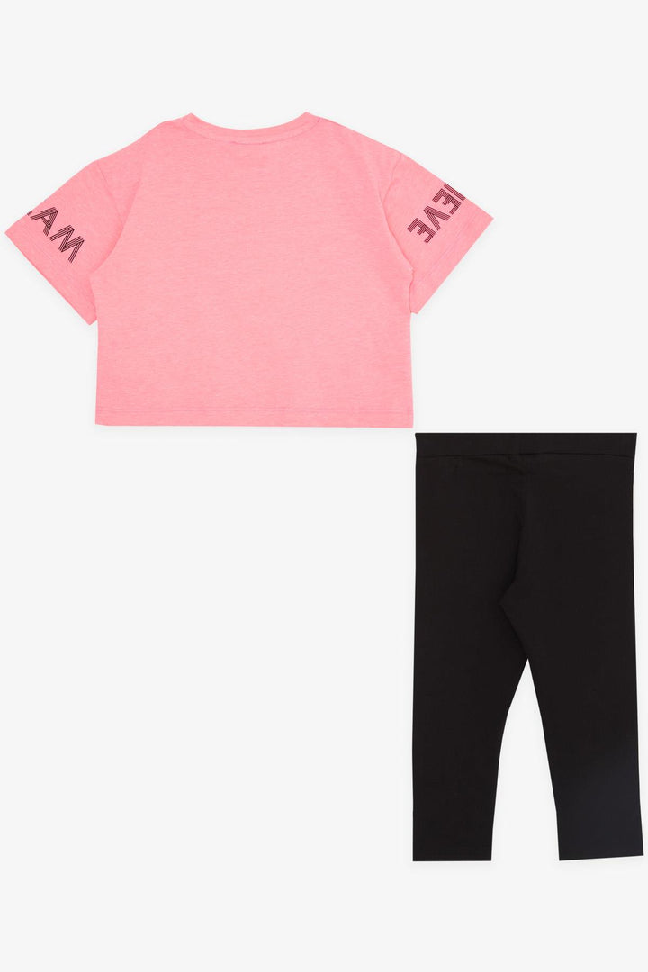 BRE Breeze Girl Child Capri Leggings Crop Set Printed Summer 82 Years, Neon Pink - Altrincham