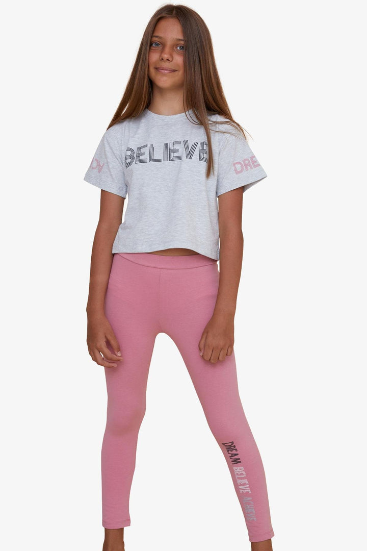 BRE Breeze Girl Child Capri Leggings مجموعة المحاصيل المطبوعة الصيف 82 سنة، مزيج رمادي فاتح - بريمرهافن