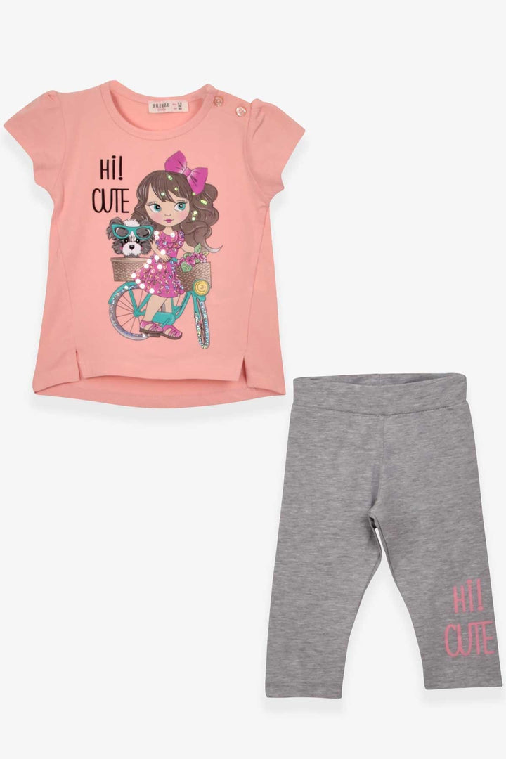 Bree Exe Girl Child Child Capri Leggings, установленные с велосипедной девочкой 1,5-5 лет, лосось-Флоренс-Грахэм