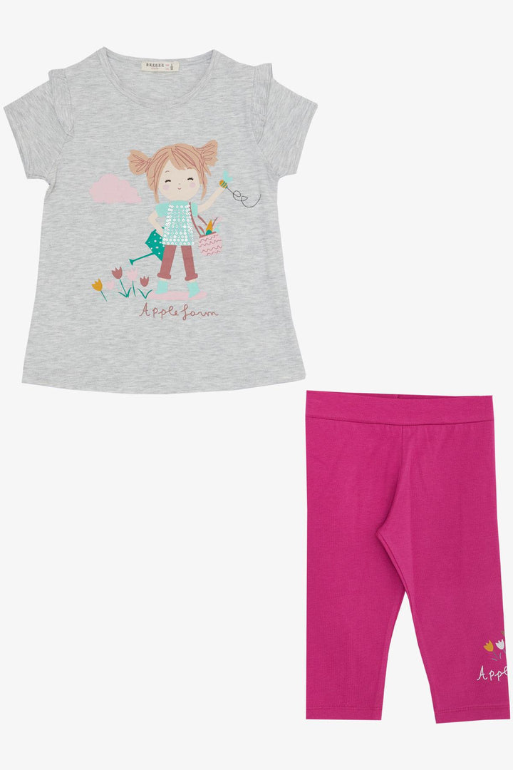 BRE Breeze Girl Child Capri Leggings مجموعة من 2 فتاة مطبوعة 1-4 سنوات، مزيج رمادي فاتح - باتيرنو