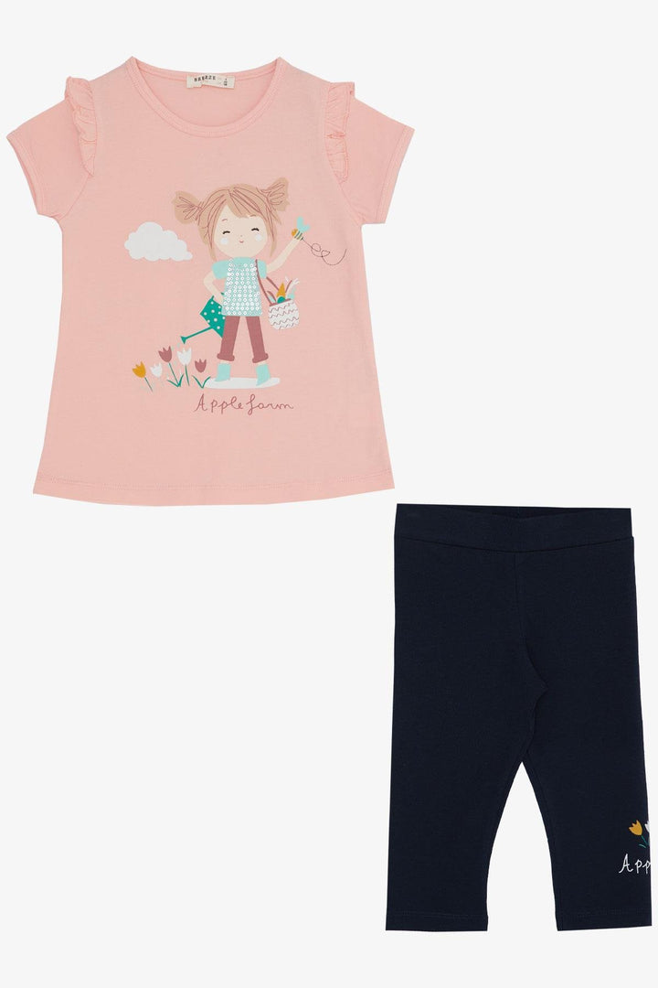 BRE Breeze Girl Child Capri Leggings Set مطبوع فتاة 1-4 سنوات، سلمون - ماغدبورغ