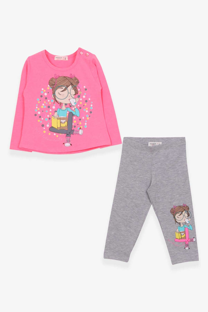 BRE Breeze Girl Baby Capri Leggings Set فتاة مطبوعة 1.5-5 سنوات، وردي نيون - Ramos Arizpe