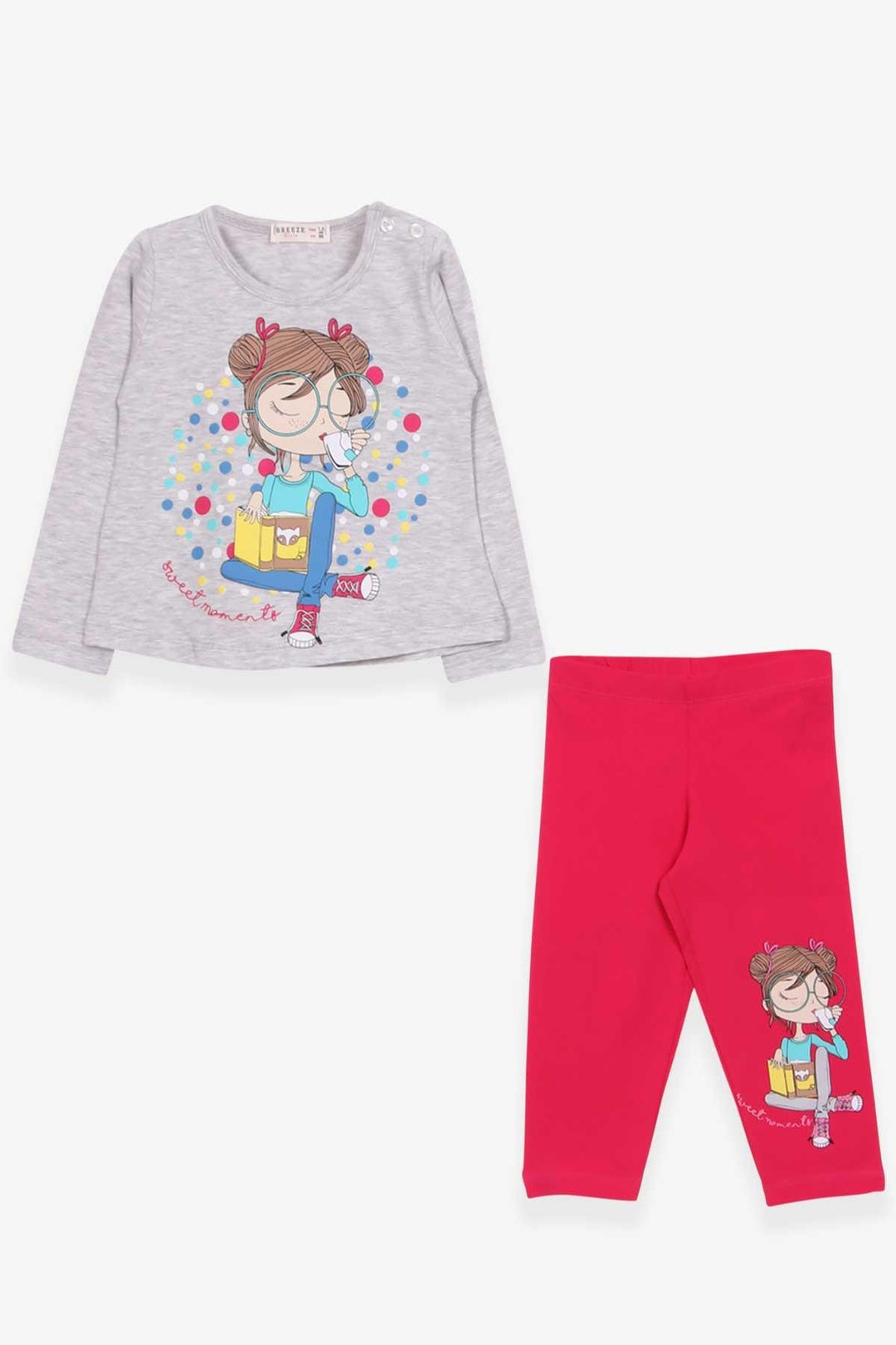 BRE Breeze Girl Child Capri Leggings Set فتاة مطبوعة 1.5-5 سنوات، مزيج رمادي فاتح - Tepeapulco