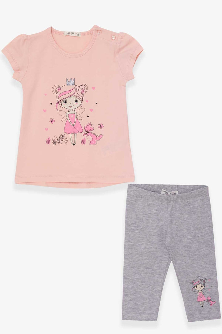 BRE Breeze Girl Child Capri Leggings Set with Princess Print, 1-4 Years, Salmon - Vilnius