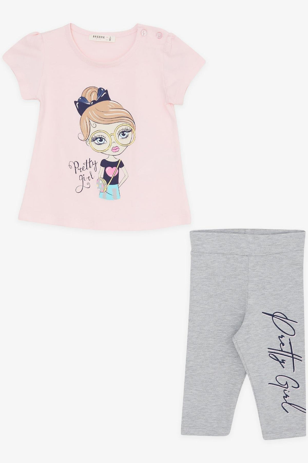 BRE Breeze Girl Baby Capri Leggings Set لطيف فتاة مطبوعة 1.5-5 سنوات، وردي - توليدو