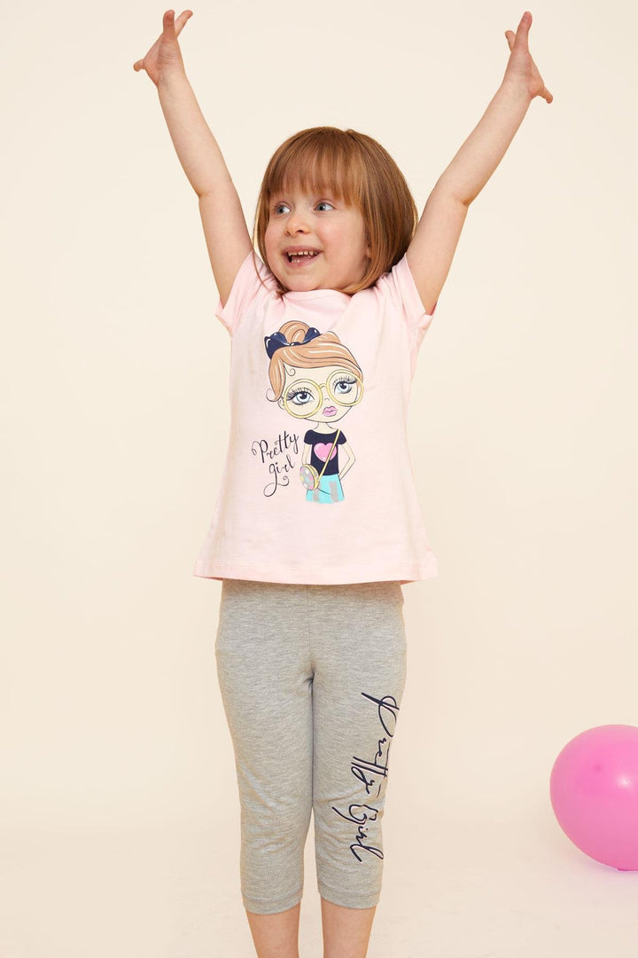 BRE Breeze Girl Baby Capri Leggings Set لطيف فتاة مطبوعة 1.5-5 سنوات، وردي - توليدو