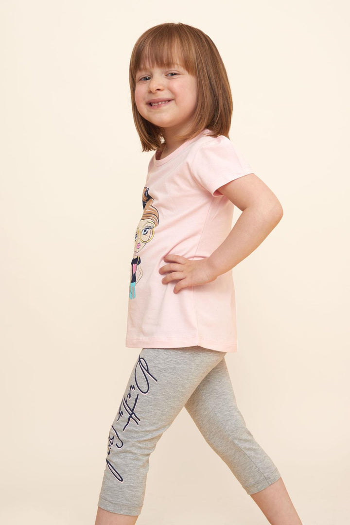 BRE Breeze Girl Baby Capri Leggings Set لطيف فتاة مطبوعة 1.5-5 سنوات، وردي - توليدو