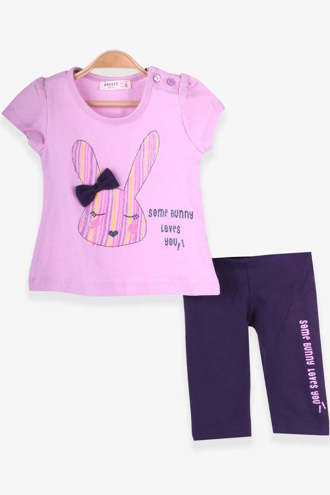 BRE Breeze Girl Child Leggings Set with Glittery Rabbit Print, 1-4 Years, Lilac - Frankfurt (Oder)