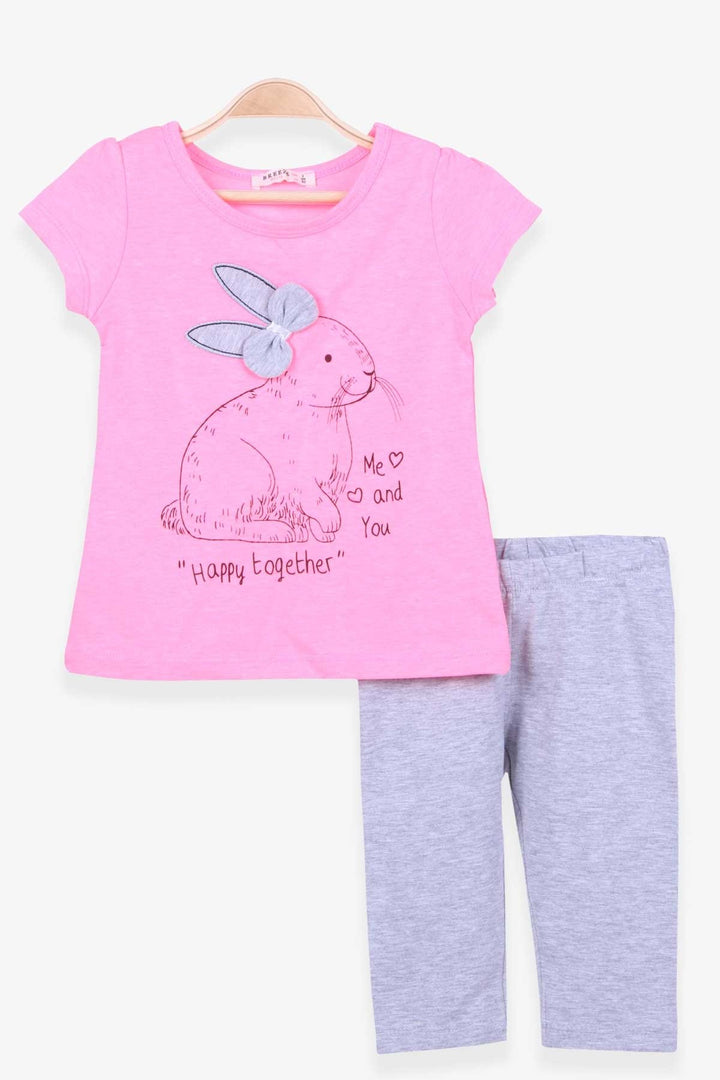 BRE Breeze Girl's Leggings Set with Rabbit Print, Neon Pink, 2-6 Years - Wagga Wagga