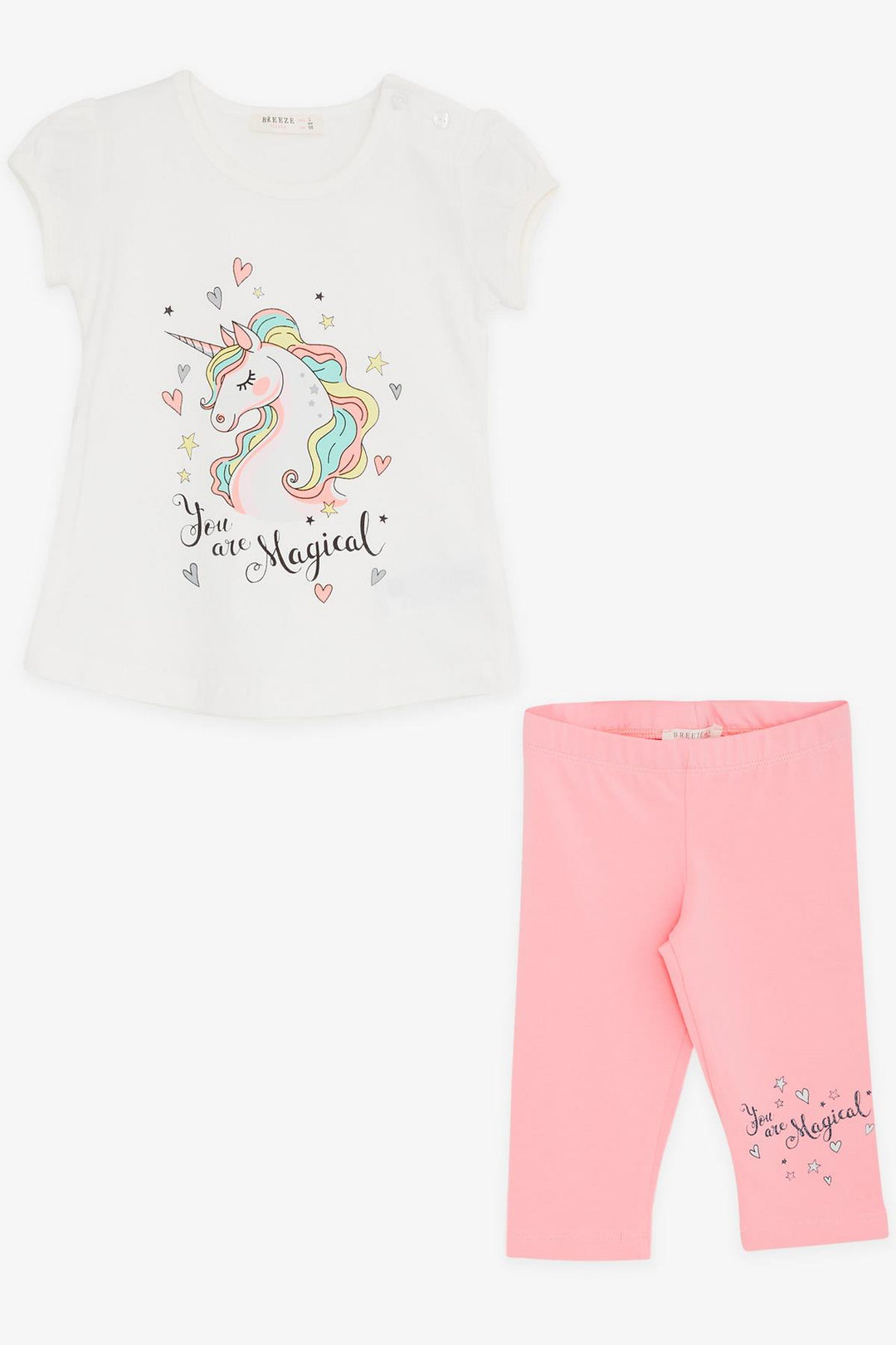 BRE Breeze Girl Capri Leggings Set with Unicorn Print 1.5-5 Years, Beige - Maastricht