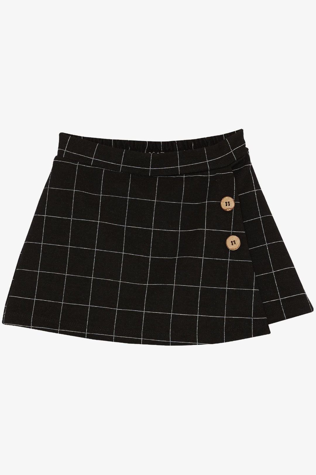 BRE Breeze Girl Child Square Patterned Shorts Skirt with Button Accessory, 62 Years, Black - Córdoba