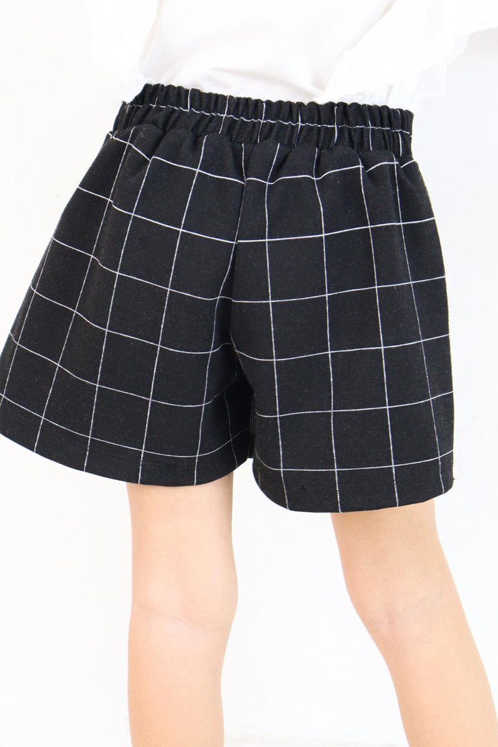 BRE Breeze Girl Child Square Patterned Shorts Skirt with Button Accessory, 62 Years, Black - Córdoba