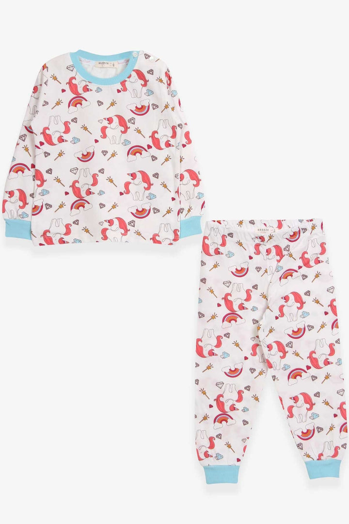 BRE Breeze Girl's Pajama Set with Unicorn Pattern 1.5-5 Years, Beige - Zweibrücken