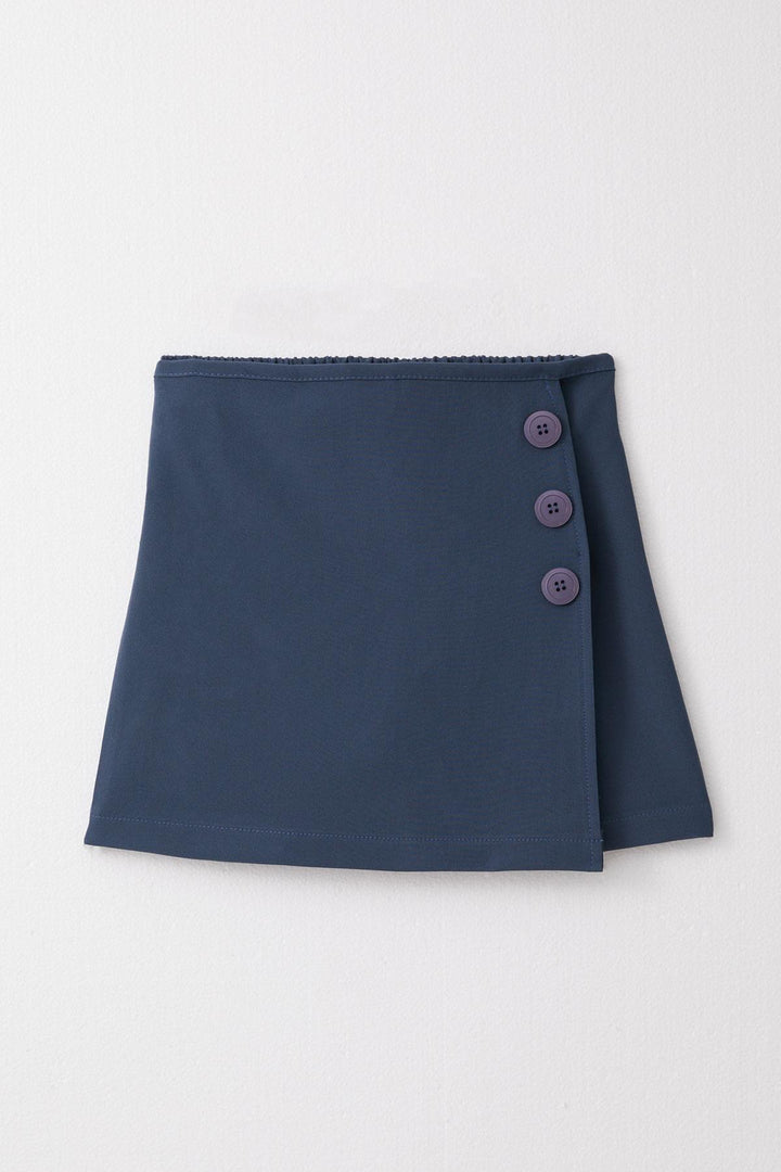 BRE Breeze Girl Child Shorts Skirt with Button Accessories Elastic Waist 62 Years, Indigo - Stirling