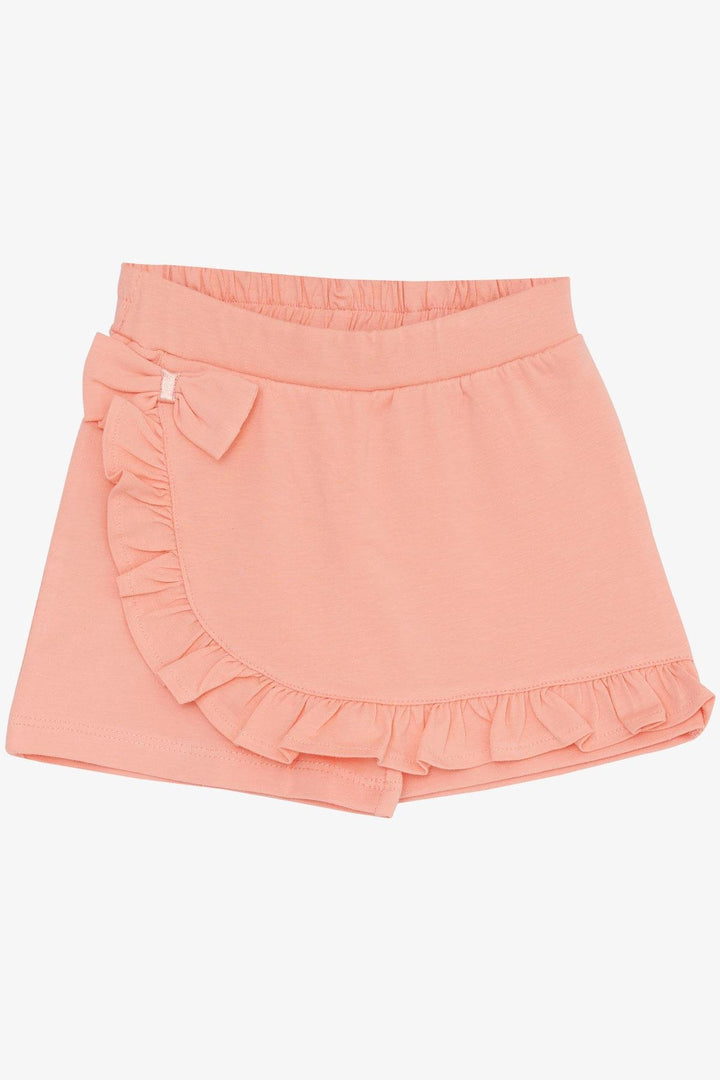 BRE Breeze Girl Child Shorts Skirt with Frills and Bow, Salmon, 3-8 Years - Arvada