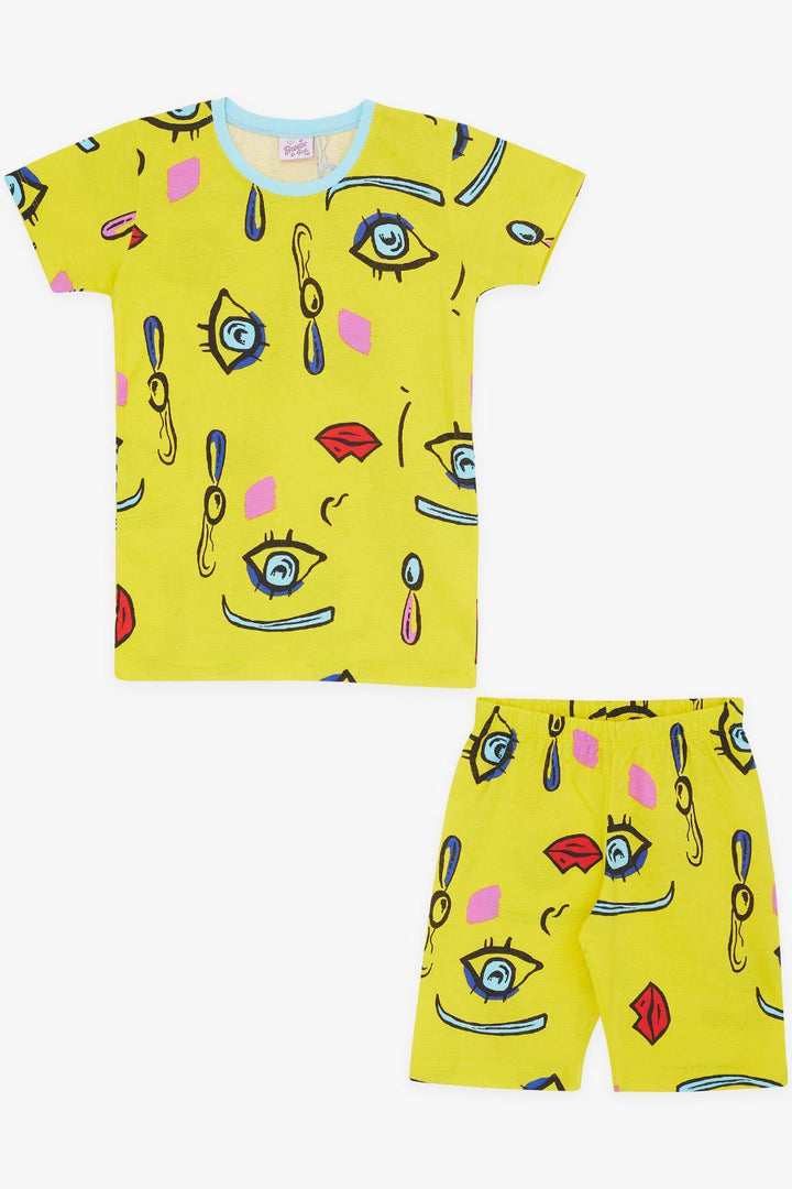 BRE Breeze Girl's Shorts Pyjama Set Patterned 4-8 Years, Yellow - Ealing