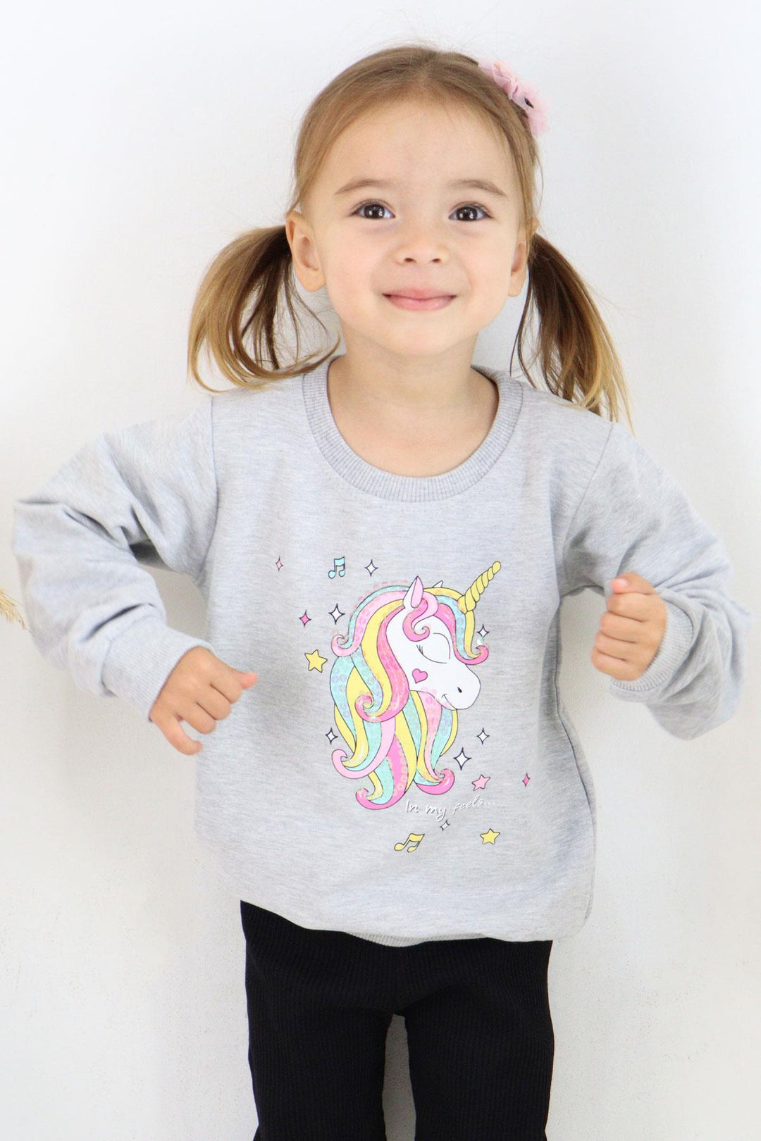 Bree Breeze Girl Child Sweathirt Printed Unicorn Unicorn 2-6 лет, серый Melange - Whangarei