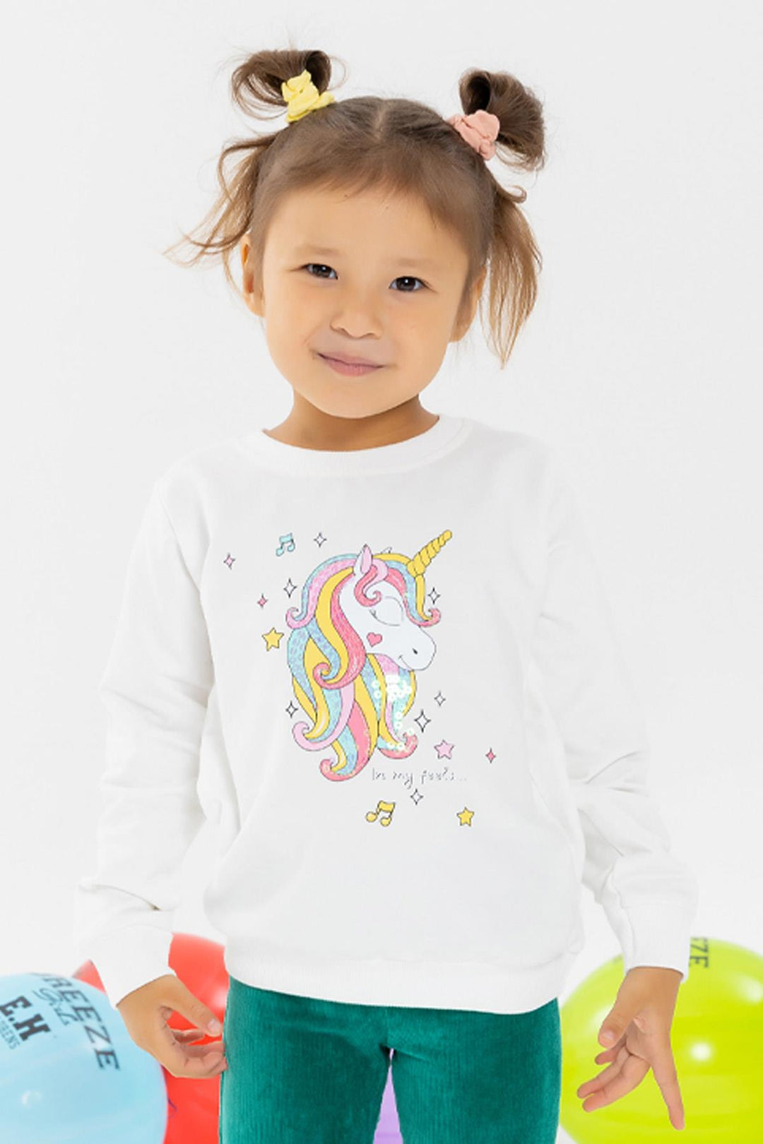 BRE Breeze Girl Child Sweathirt Printed Unicorn Unicorn 2-6 лет, Ecru - Quincy