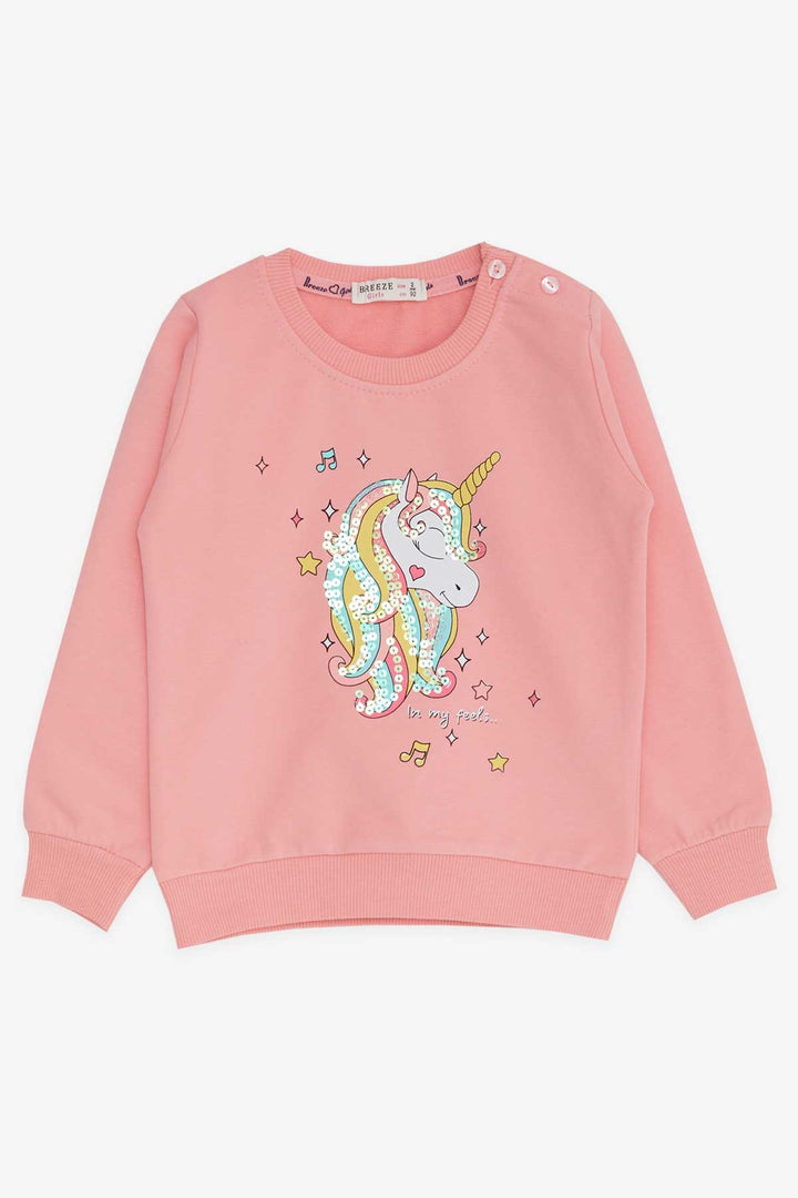 Bree Breeze Girl Child Sweathirt Printed Unicorn Unicorn 2-6 лет, лосось - Dilbeek