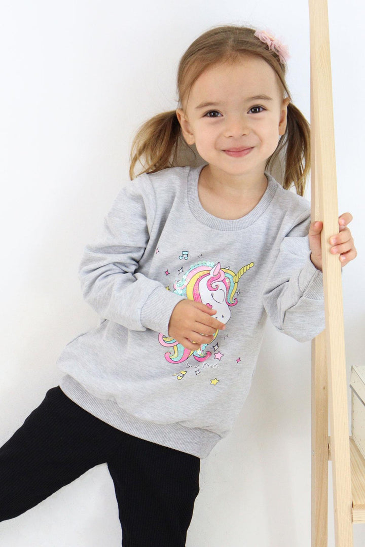 Bree Breeze Girl Child Sweathirt Printed Unicorn Unicorn 2-6 лет, серый Melange - Whangarei