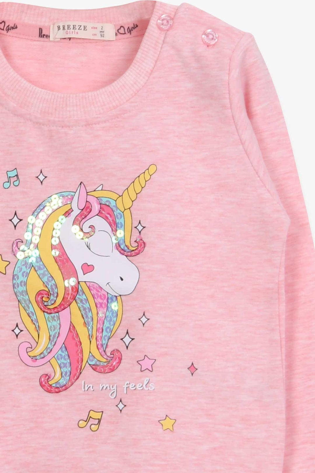 Bree Breeze Girl Child Sweathirt Printed Unicorn Unicorn 2-6 лет, лосось Melange - Teramo