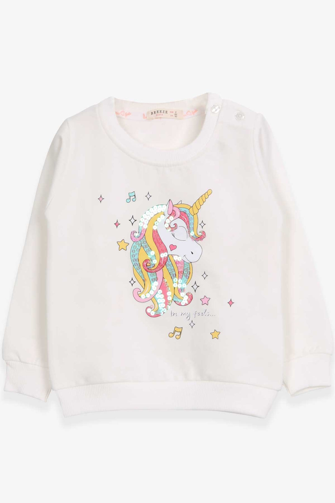 BRE Breeze Girl Child Sweathirt Printed Unicorn Unicorn 2-6 лет, Ecru - Quincy