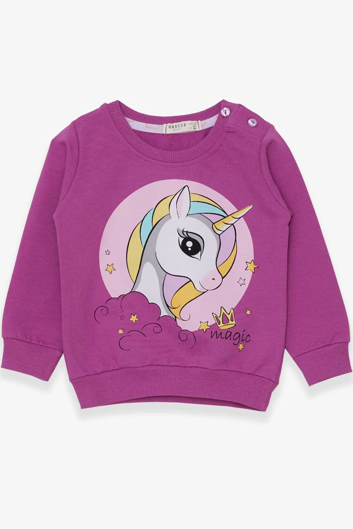 BRE Breeze Girl Child Sweatshirt Printed Unicorn 1.5-5 Years, Lilac - Alafaya